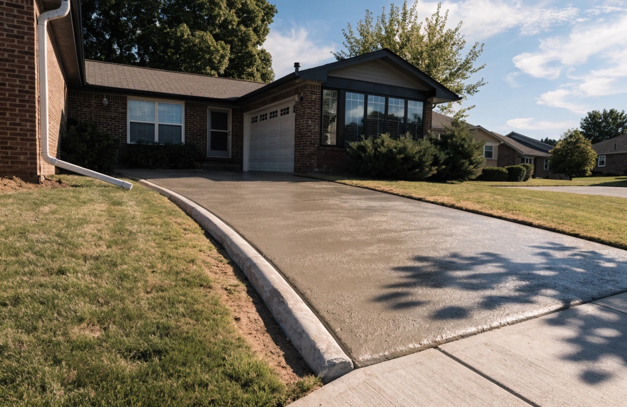 Concrete driveway resurfacing underway at an established Belconnen home