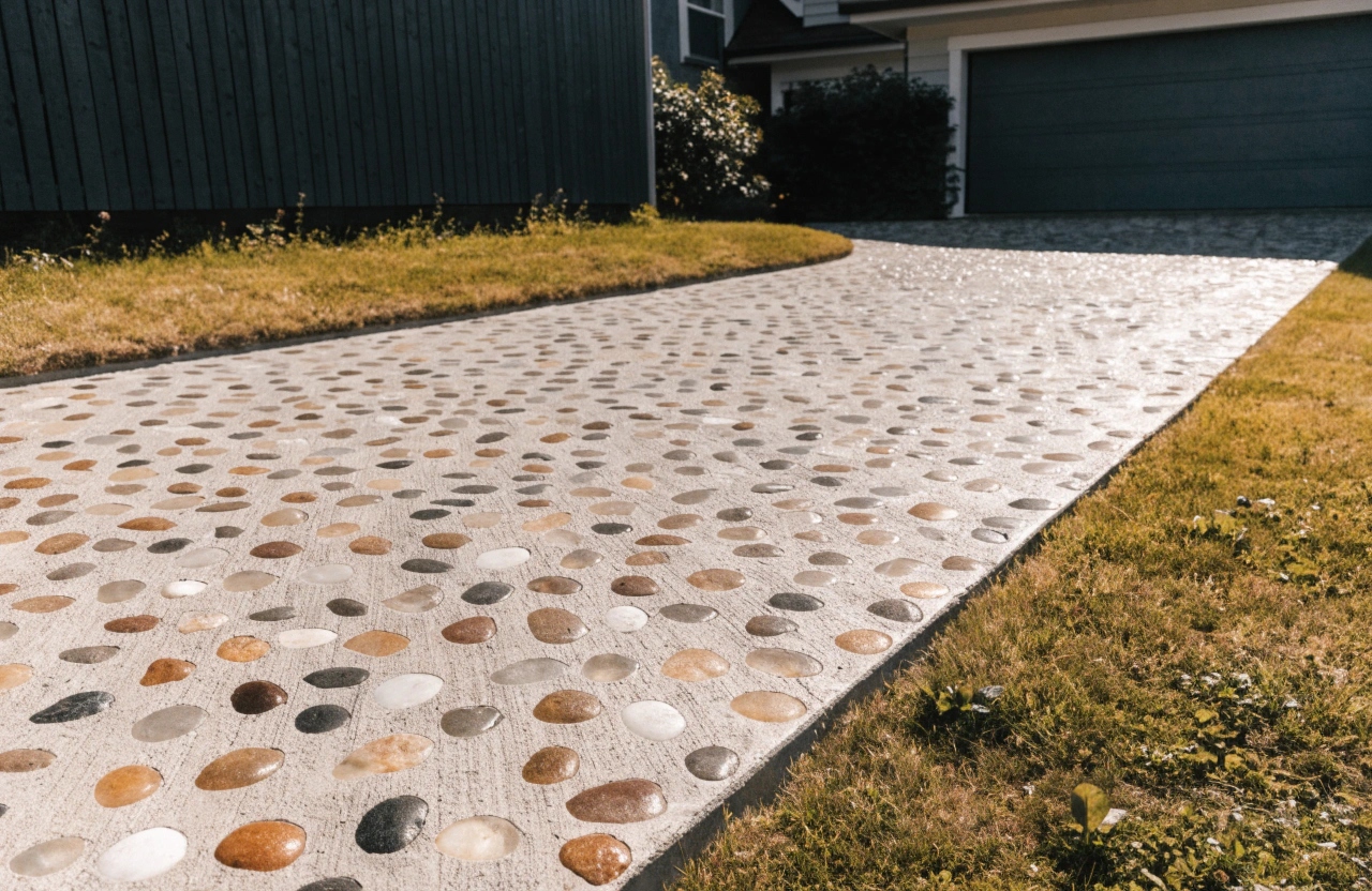 Exposed aggregate driveway finish at a Belconnen property