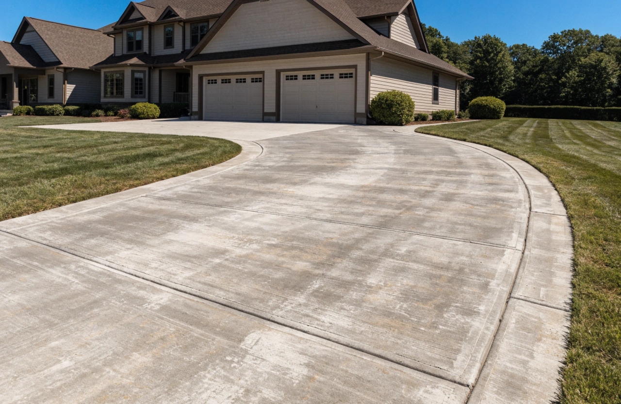 Concrete driveway resurfacing at a 1990s estate home in Conder