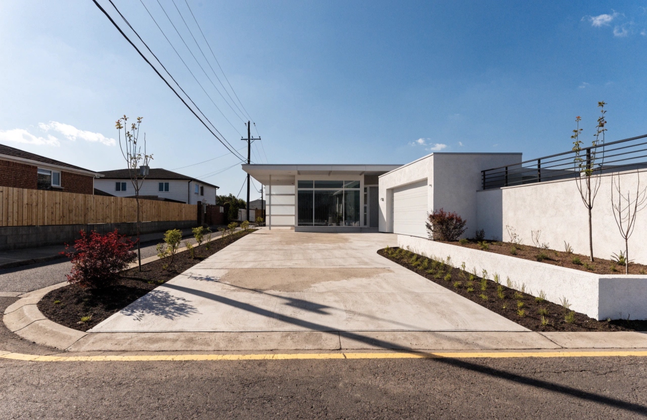 New concrete driveway poured for a modern rebuilt home in Duffy, Weston Creek