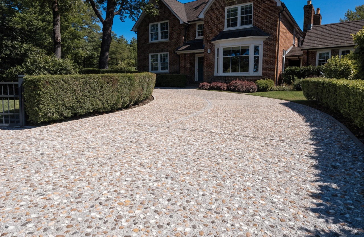 Premium exposed aggregate driveway at a character home in Griffith