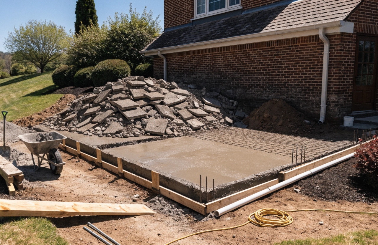 Concrete driveway replacement on a sloped block in Oxley, Tuggeranong