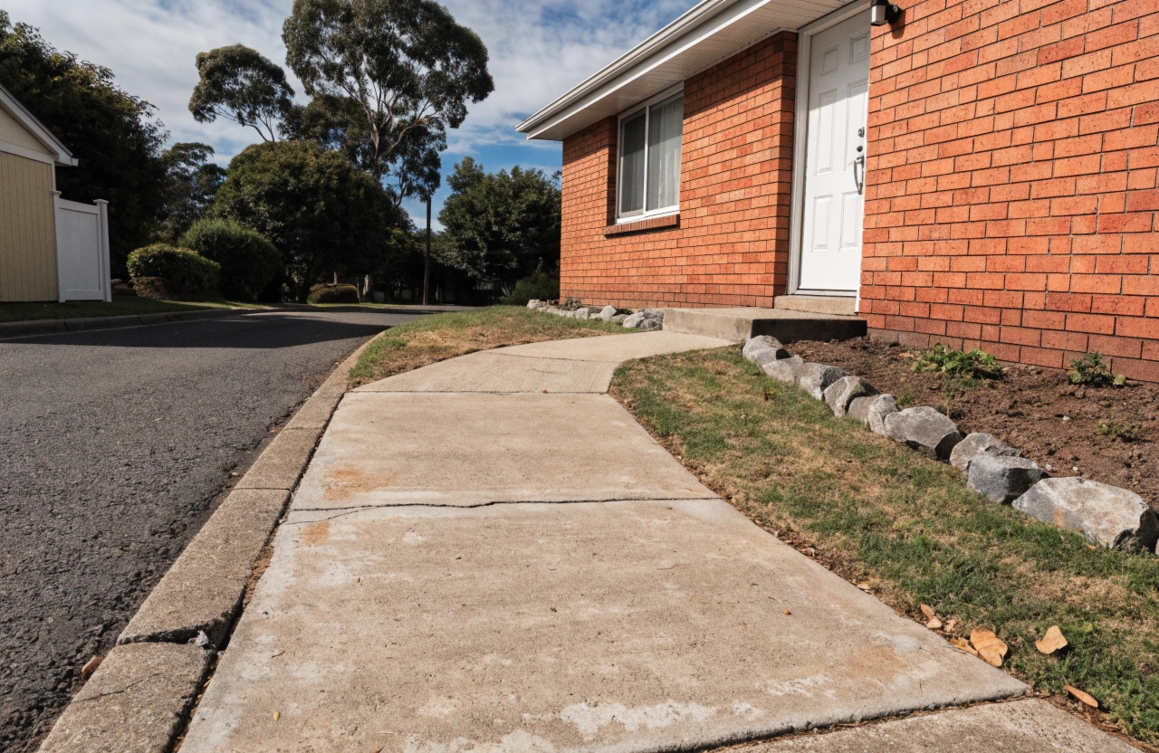 Concrete path leading to the front door of a Queanbeyan home