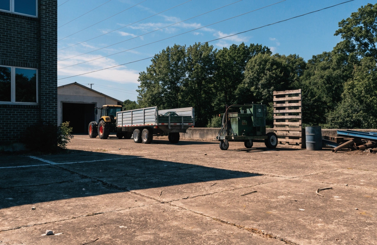 Concrete hardstand area for machinery and trucks on a Symonston property