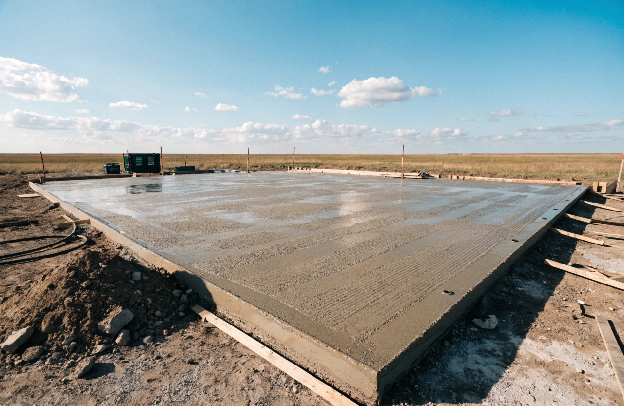 Large concrete shed slab poured on a rural Symonston property