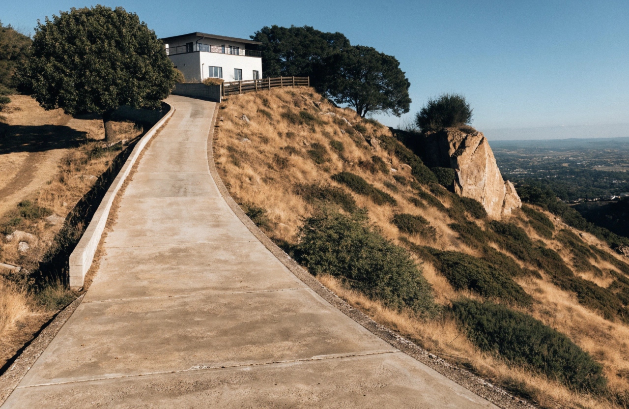 Concrete driveway set on a sloping Weston Creek block