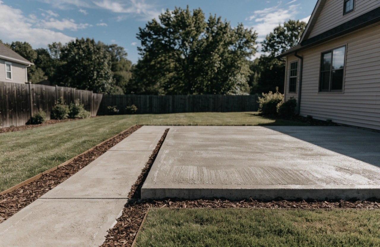 Concrete patio slab and path at a Woden Valley home