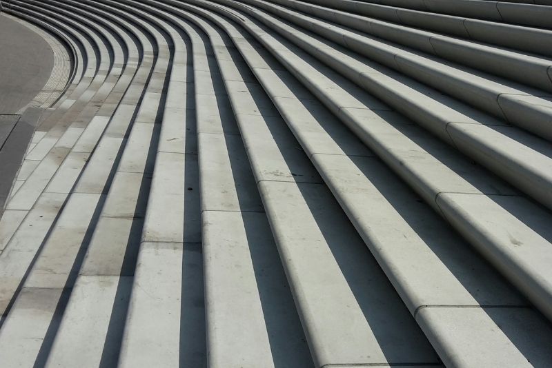sturdy and durable looking concrete stairways