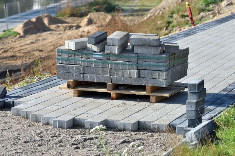 piled concrete blocks for concrete paving installation