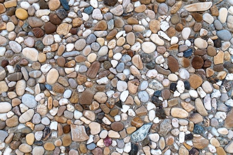 A colorful exposed aggregate