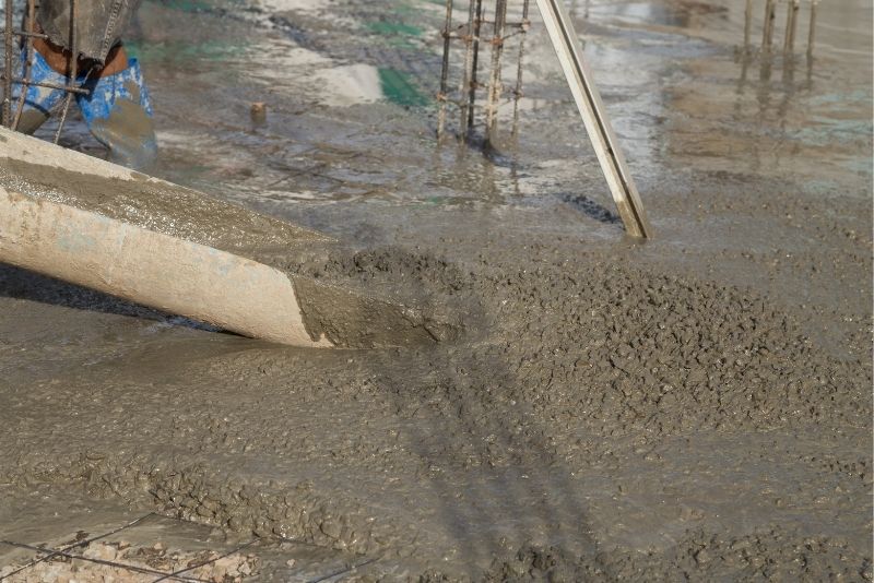 Concrete being used in a commercial building