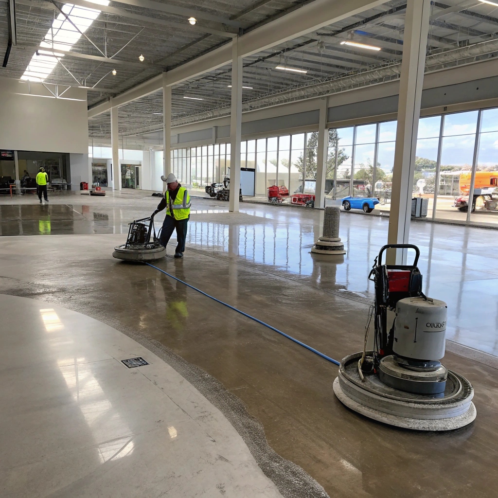 a commercial concrete floor polishing