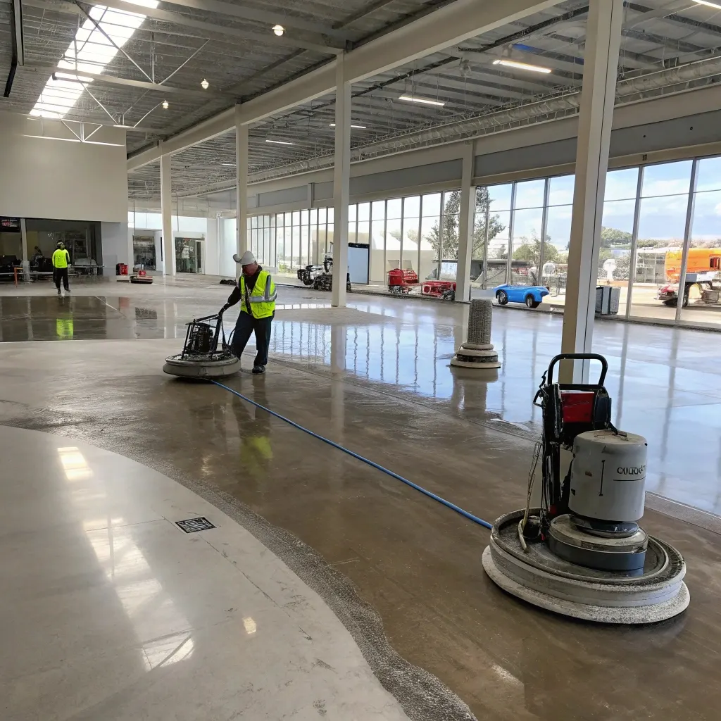 a commercial concrete floor polishing